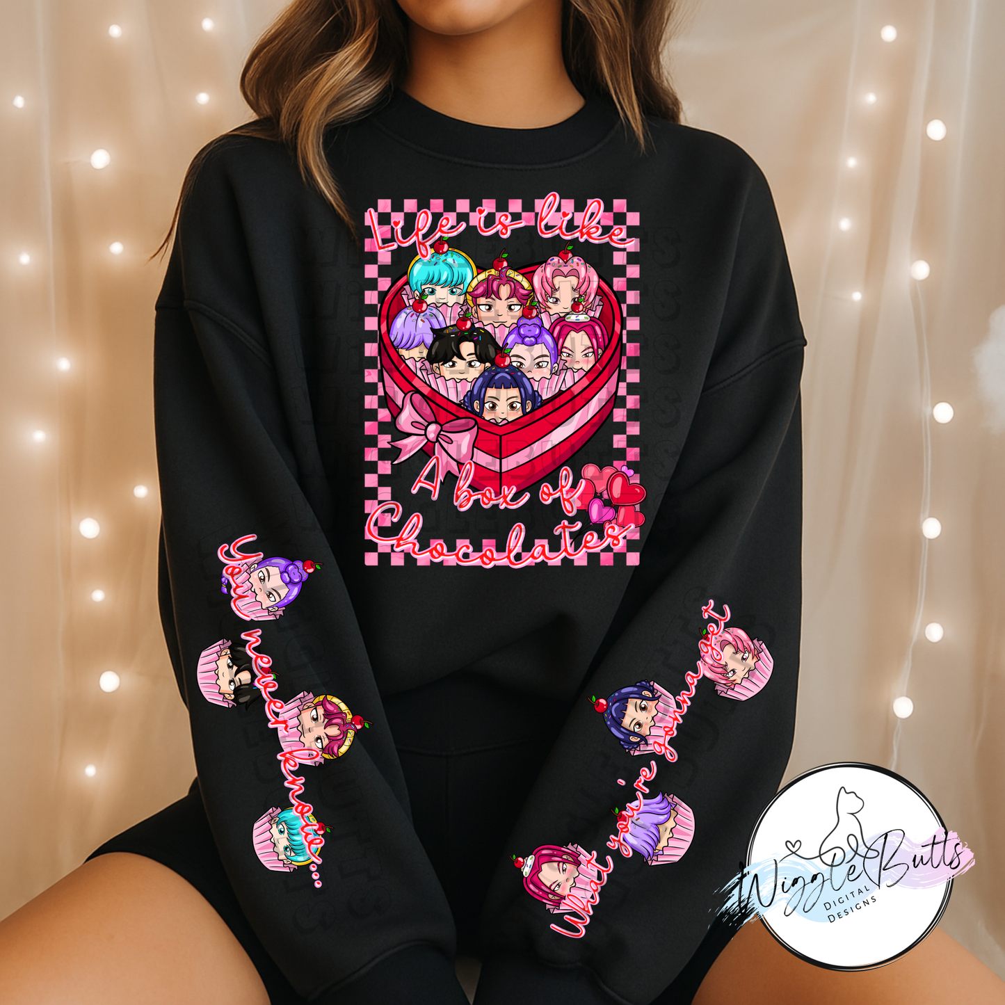 Soda Boys and Hunter Girls Anime Valentine's Day PNG Design and Matching PNG Sleeve Designs