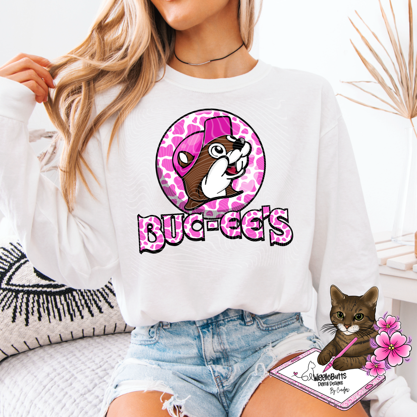 Trendy Beaver Girl Vibes Pink Cow Print PNG Design