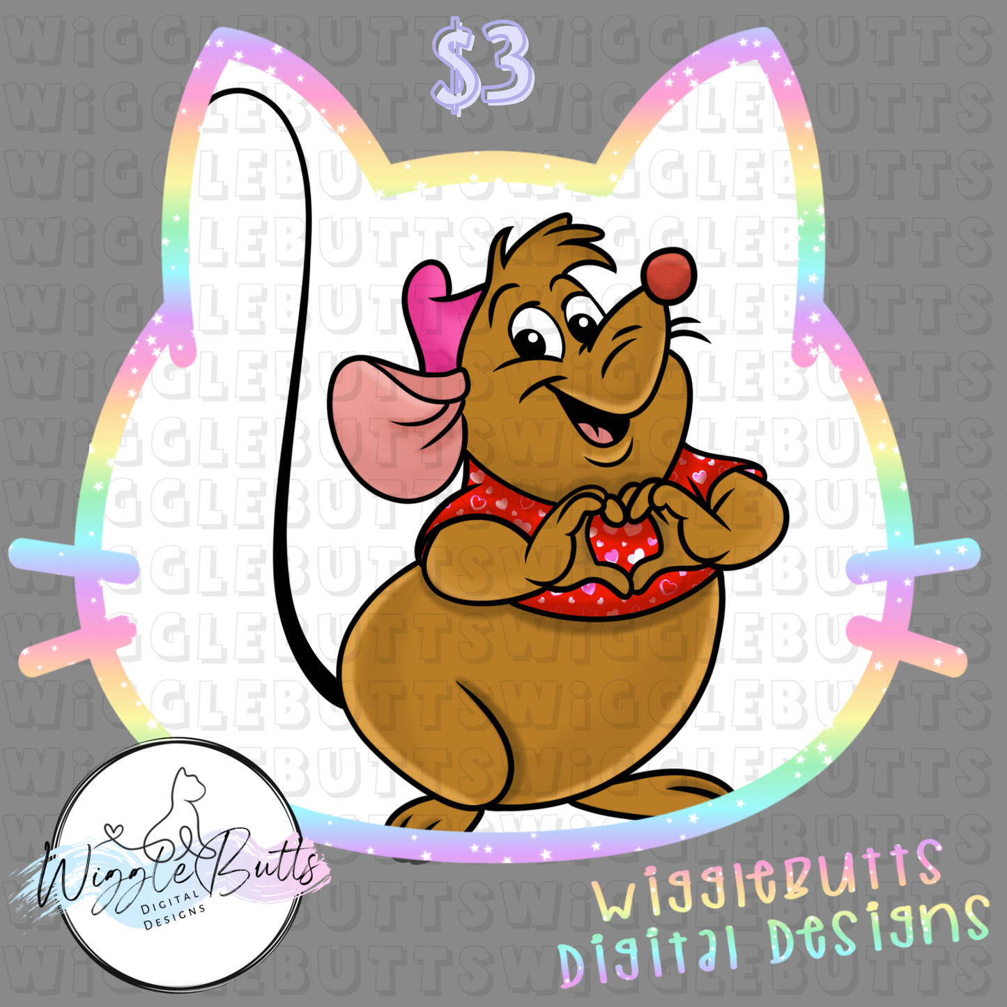 Mouse Valentine's Day Heart Hands ClipArt Piece
