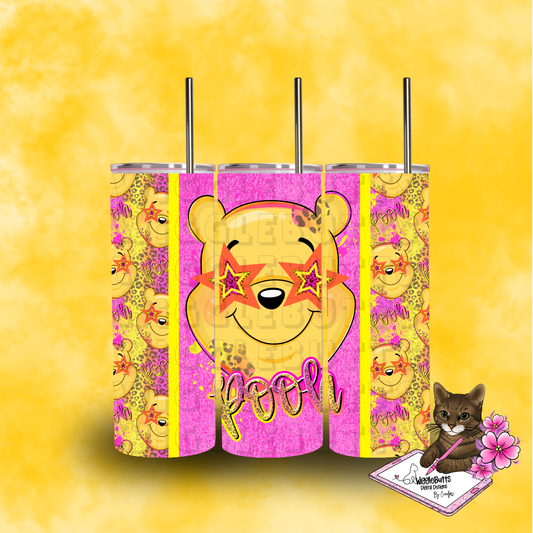 Honey Bear Pink Stars Cheetah Print 20oz Tumbler Wrap PNG Design