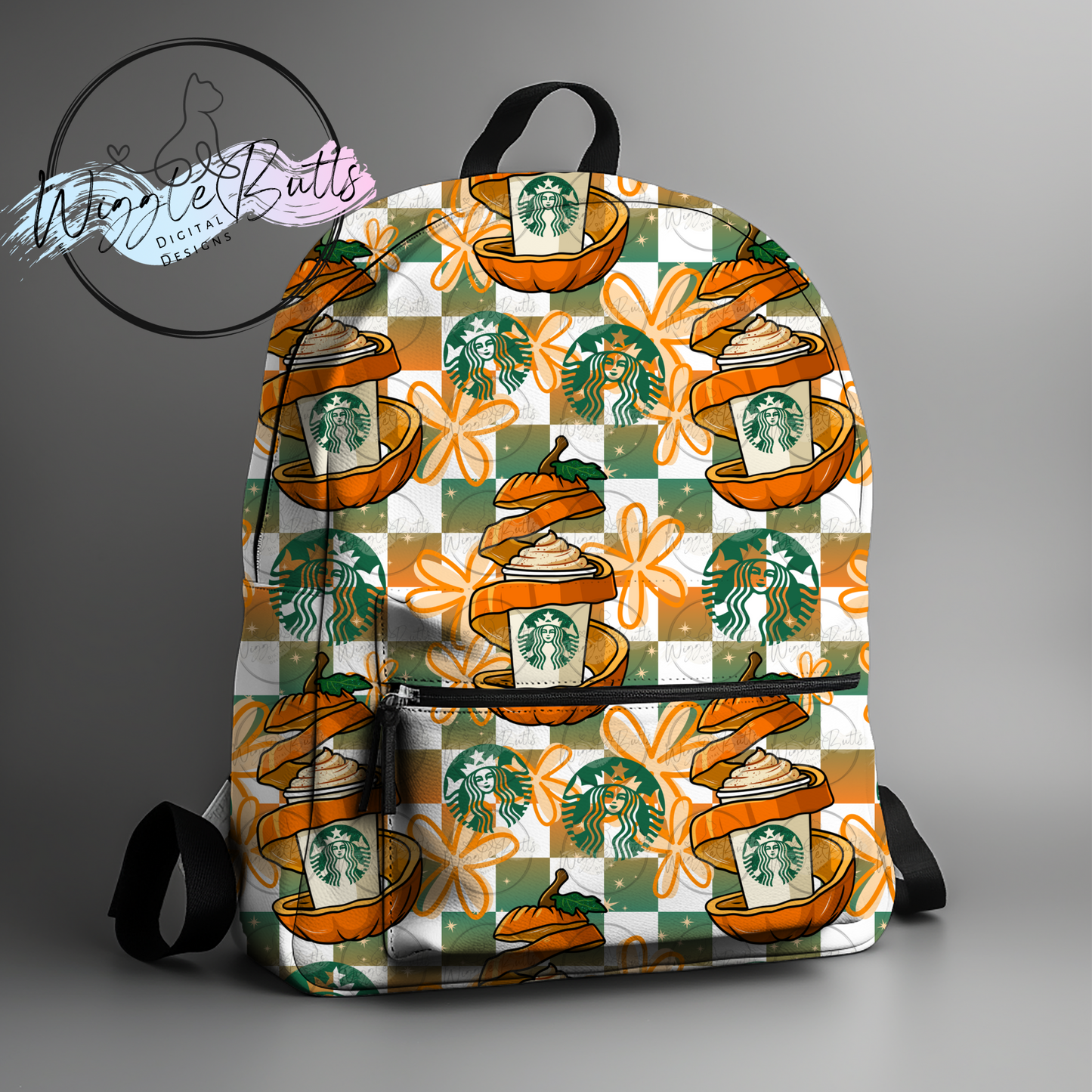 Coffee Pumpkin Spice Latte Checkered Seamless File