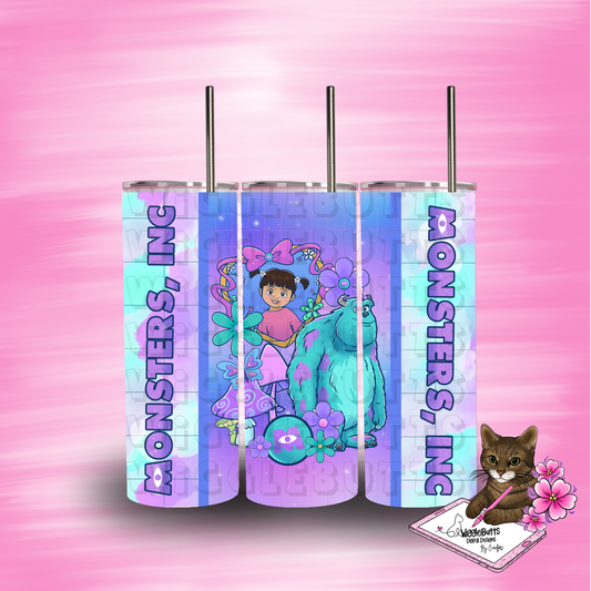 Monster Floral 20oz Tumbler Wrap PNG Design