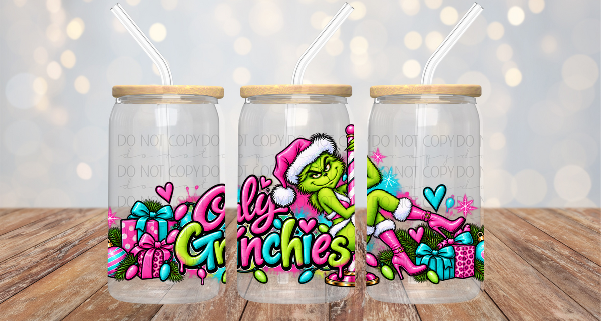 Green Guy Christmas Stripper Pole 16oz Cup/Jar Wrap PNG Design