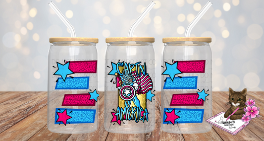 Superhero Red, Blue 16oz Cup/Jar Wrap PNG Design