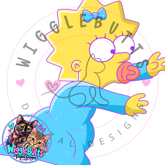Retro Yellow Cartoon Family Baby ClipArt Piece