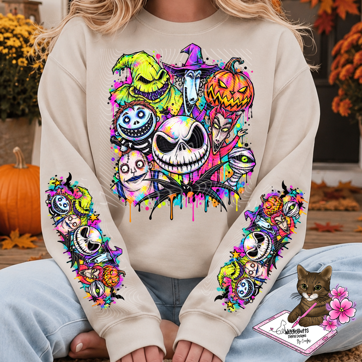 Halloween Christmas Skeleton PNG Design and Matching PNG Sleeve Design