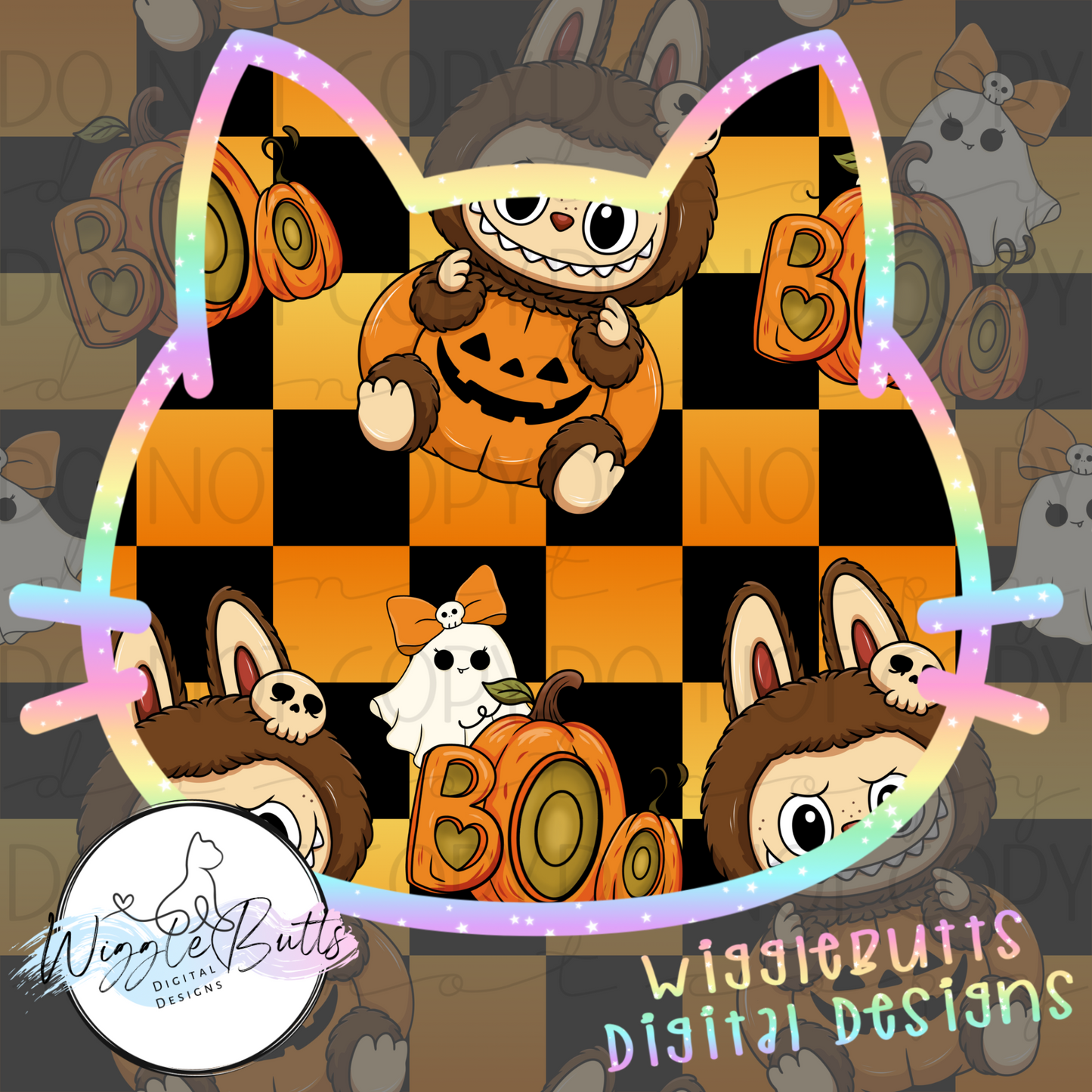 Little Monsters Halloween Boo Checkered Seamless File