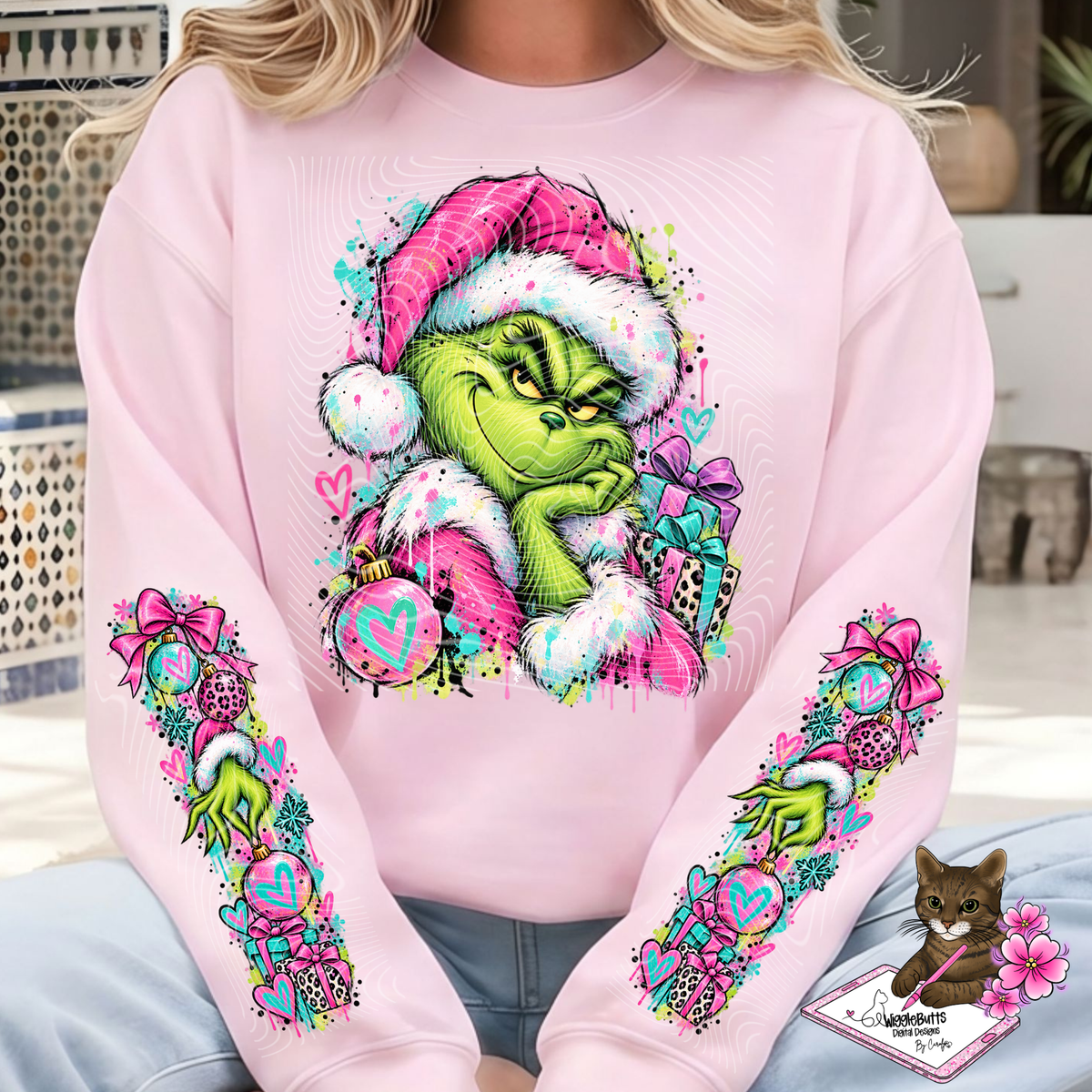 Green Guy Christmas PNG Design and Matching PNG Sleeve Design