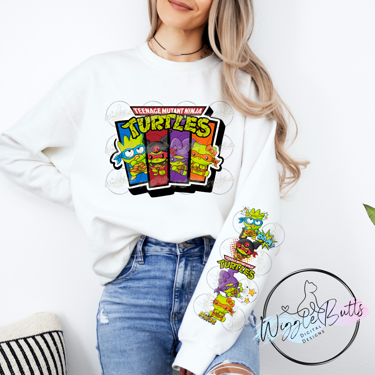 Turtles Kitty and Friends PNG Design and Matching PNG Sleeve Design