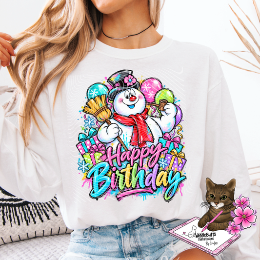 Christmas Snowman Winter Happy Birthday PNG Design