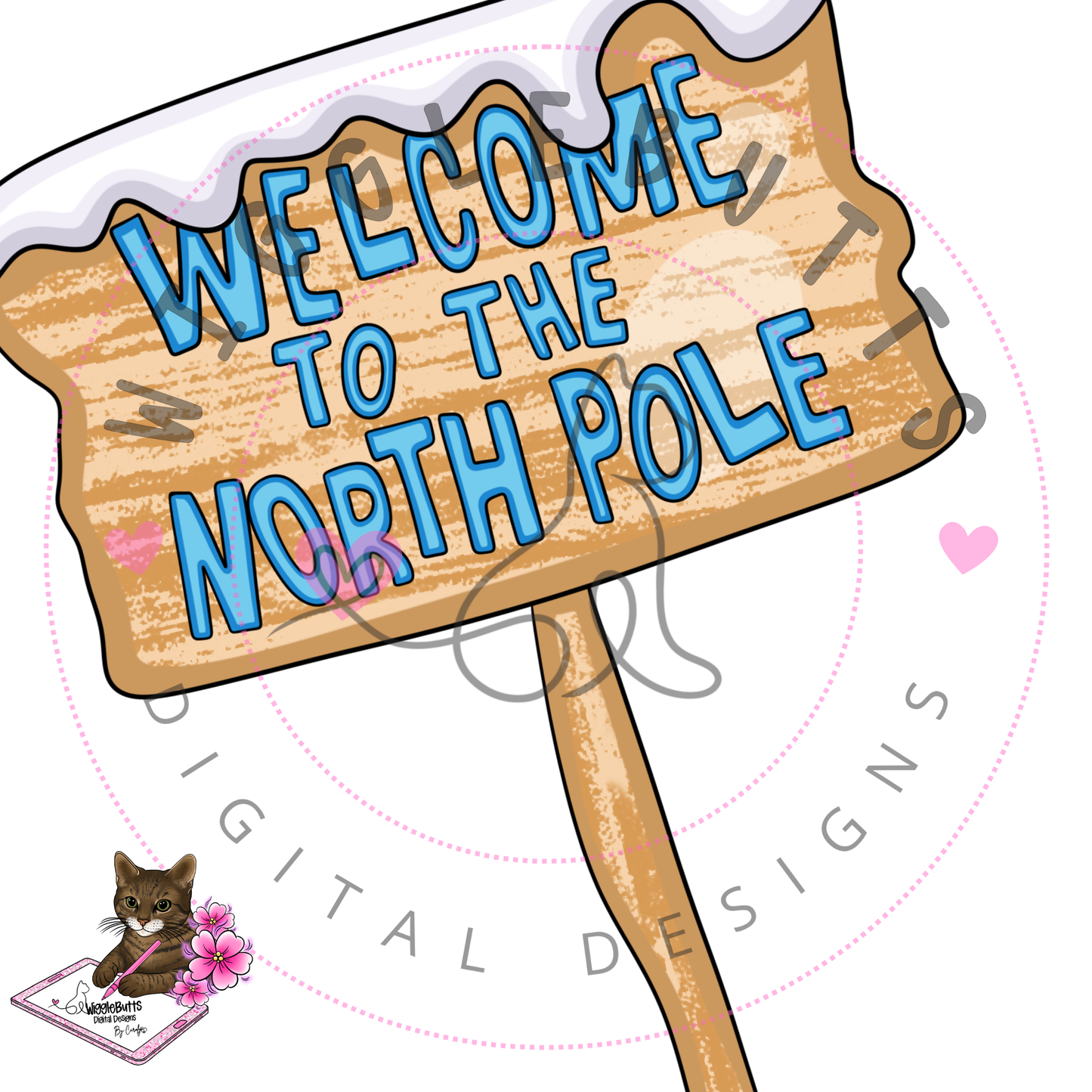 Christmas Snowman Winter North Pole Sign ClipArt Piece