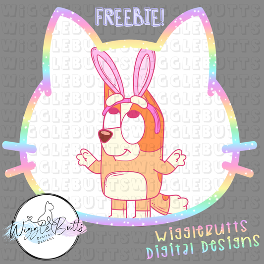 Blue Dog Puppies Orange Easter Bunny ClipArt Piece