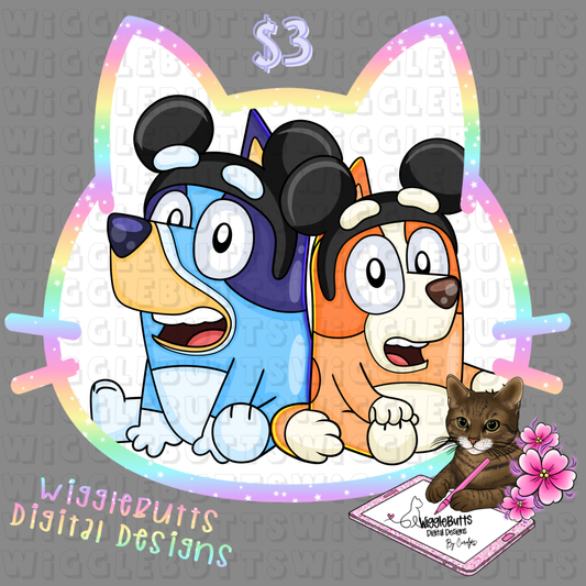 Blue Dog Puppies Mouse Ears ClipArt Piece