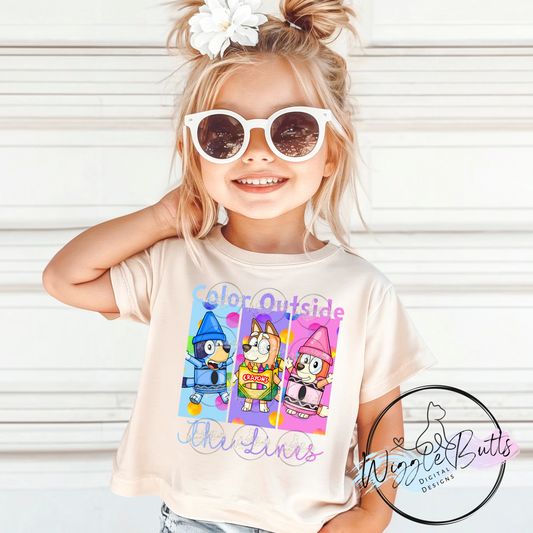 Blue Dog Puppies Color Outside the Lines PNG Design