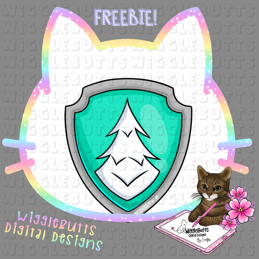 Dog Paw Shield Teal Tree ClipArt Piece
