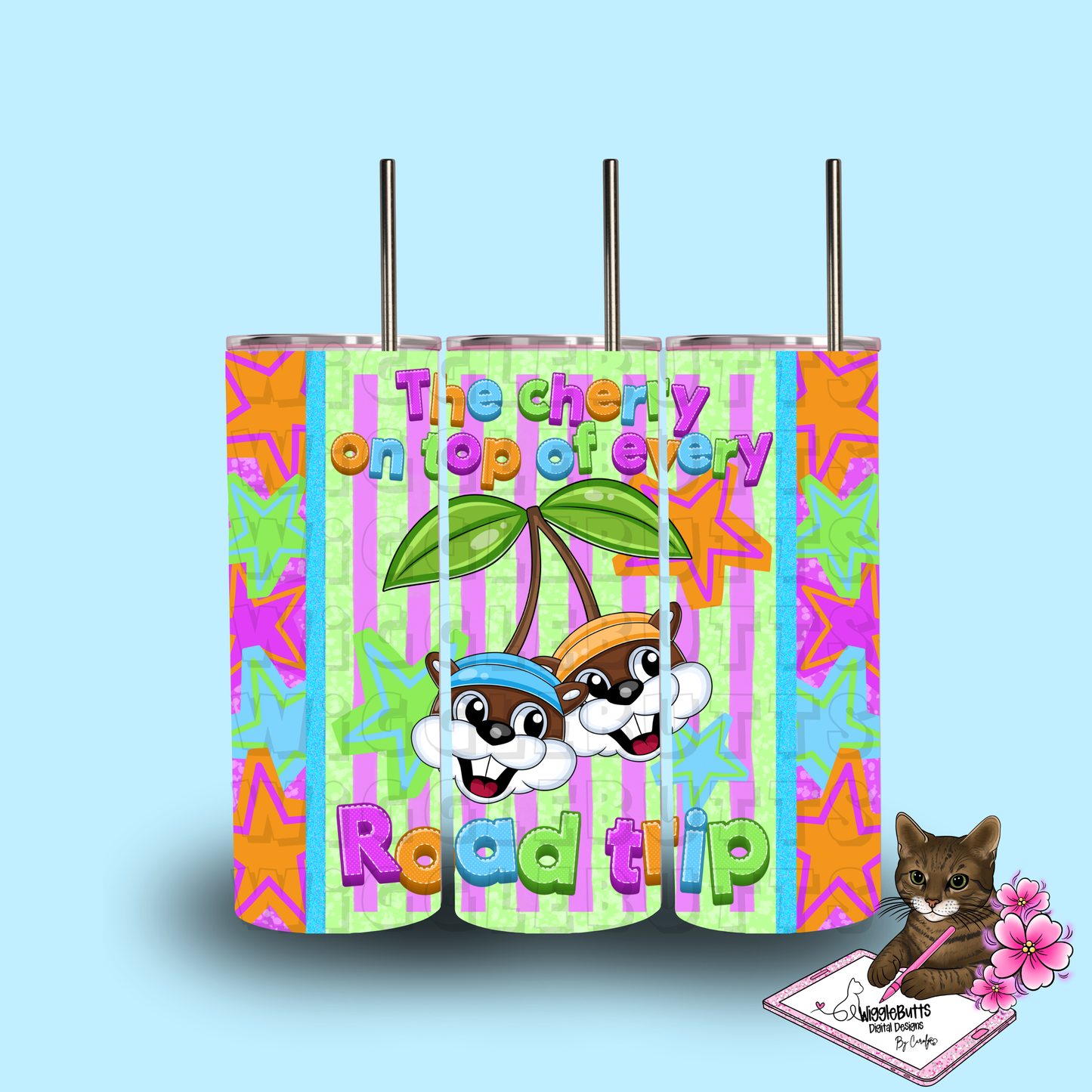 Gas Station Food Restaurant Beaver The cherry on top of every road trip 20oz Tumbler Wrap PNG Design