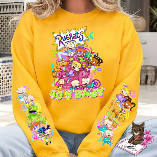 Retro 90s Cartoon Kids 90s Baby PNG Design and 2 Matching PNG Sleeve Designs