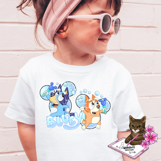 Blue Dog Puppies Bubbles PNG Design