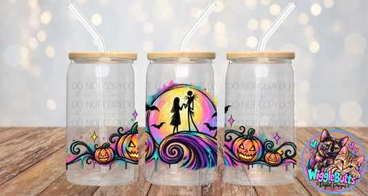 Halloween Christmas Moon 16oz Cup/Jar Wrap PNG Design