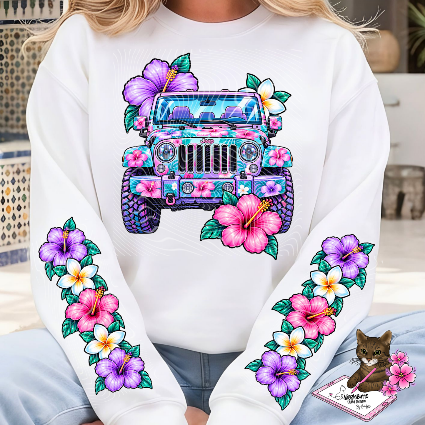Off Road Hawaiian Flower PNG Design and Matching PNG Sleeve Design