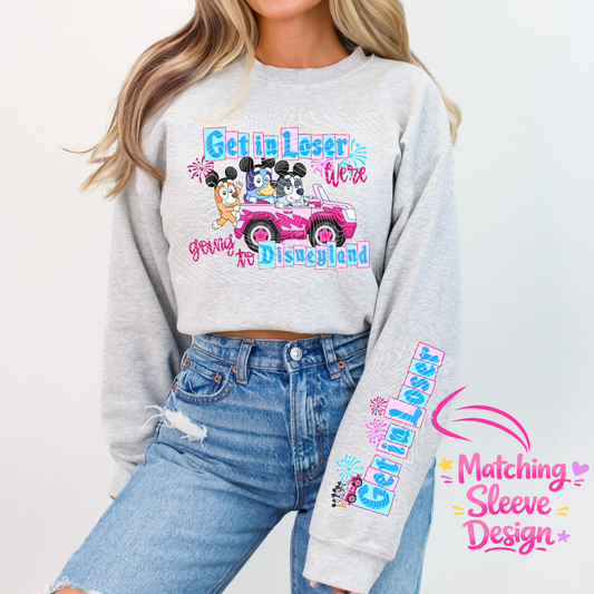 Blue Dog Puppies Goes to Castle Get in Loser PNG Design and Matching PNG Sleeve Design