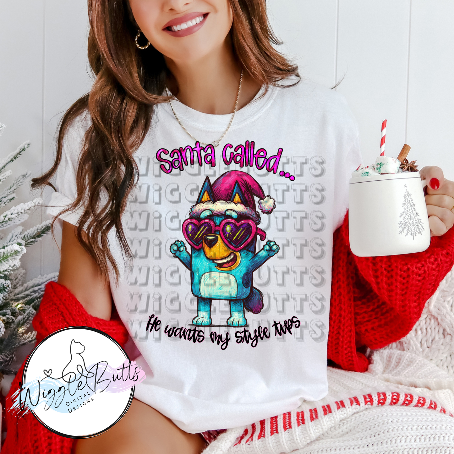 Blue Dog Puppies Blue Santa Called Christmas PNG Design