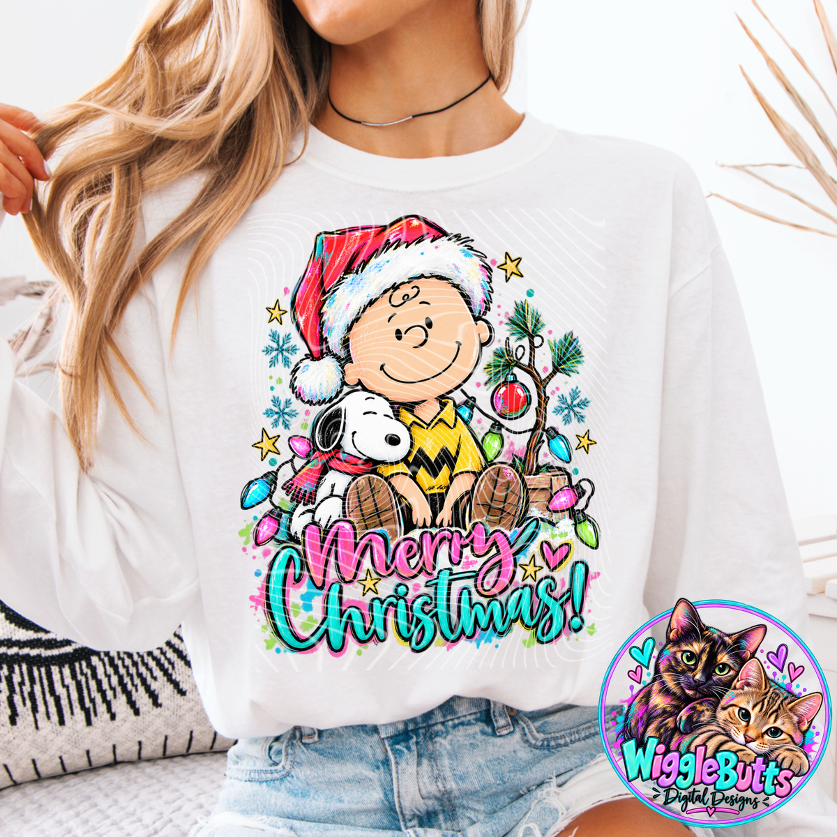Retro Peanut Kids Christmas PNG Design