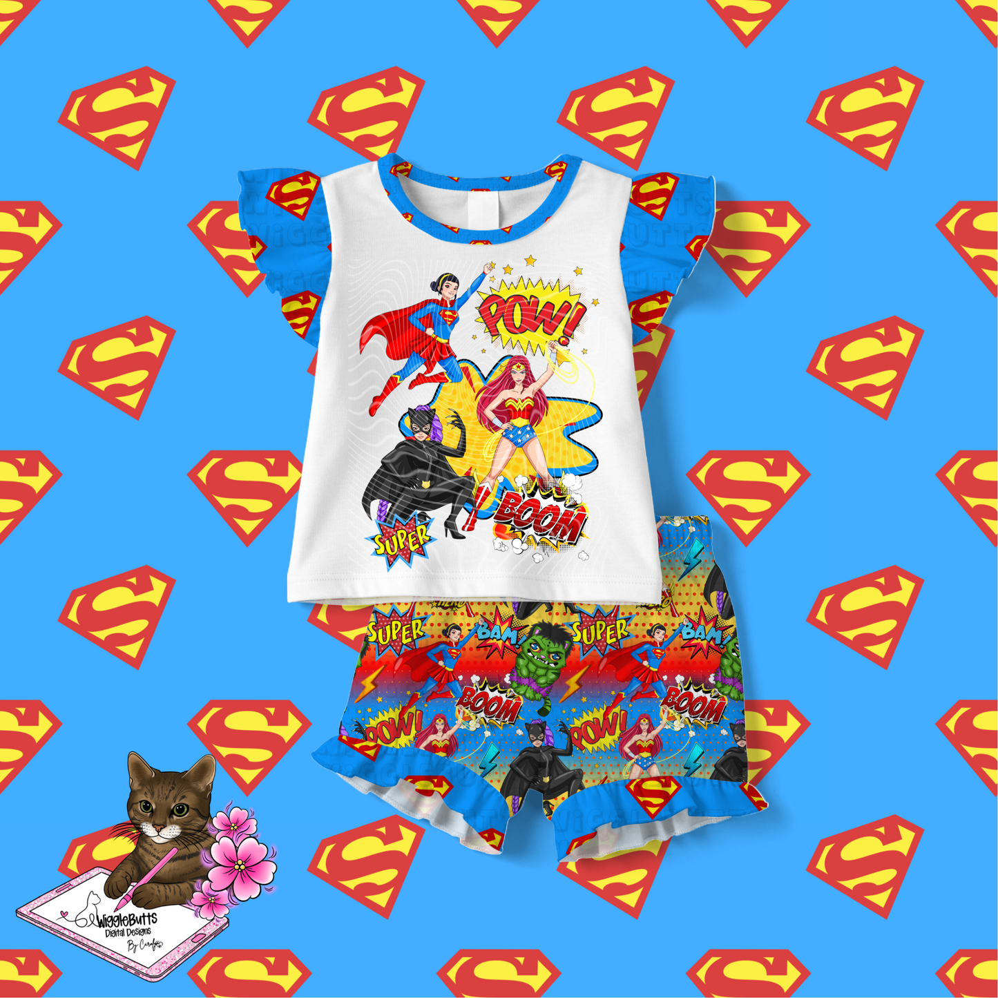 Anime Hunter Girls Super Heroes Seamless File PNG Design
