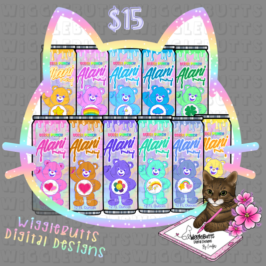 80s 90s Retro Throwback Bears Energy Drink Cans ClipArt Bundle
