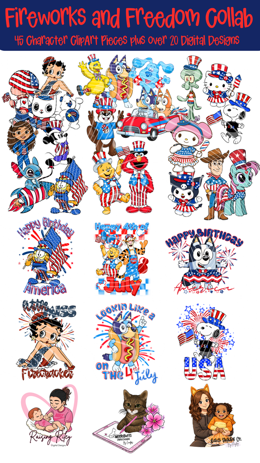 Fireworks And Freedom 4th of July ClipArt and Design Collab with RRDD and LDC