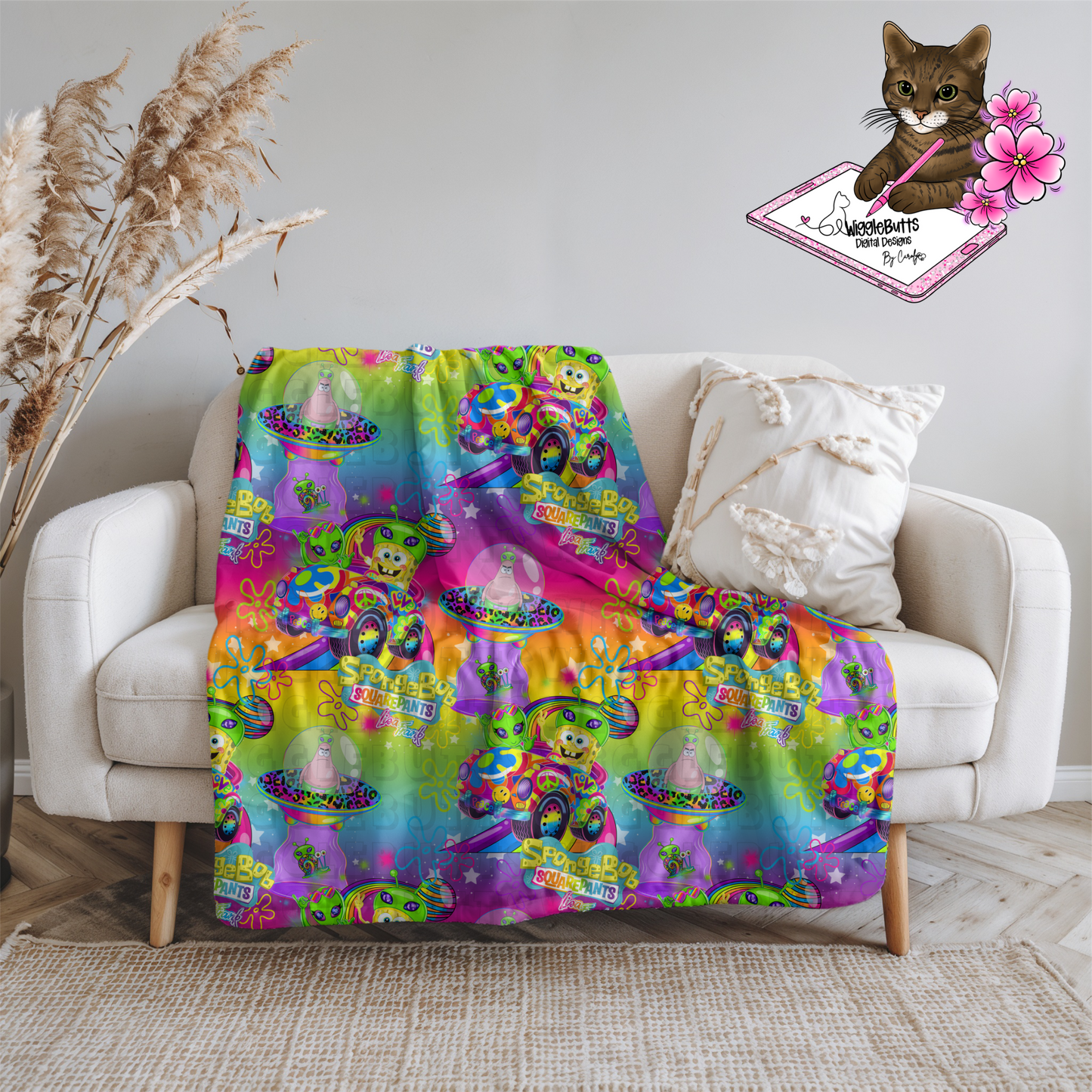 Yellow Sponge 90s Rainbow Style Seamless File