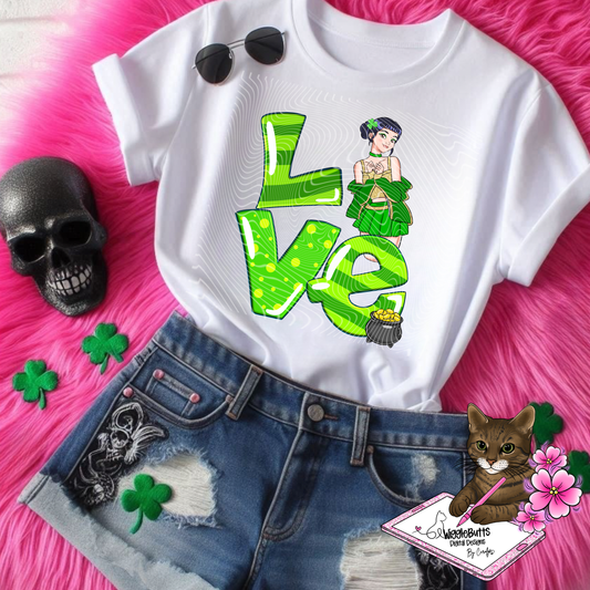 Anime Hunter Girls Black Hair St Saint Patrick's Day PNG Design