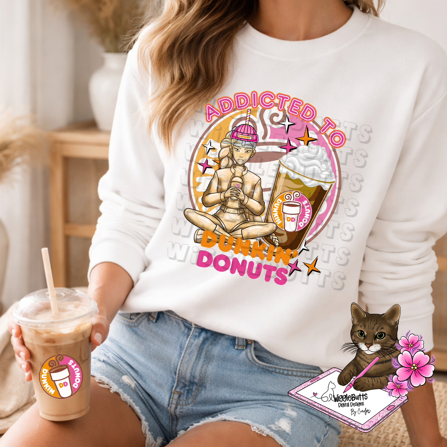 Coffee Lovers Pink and Orange Character Cups Solo Design Bundle