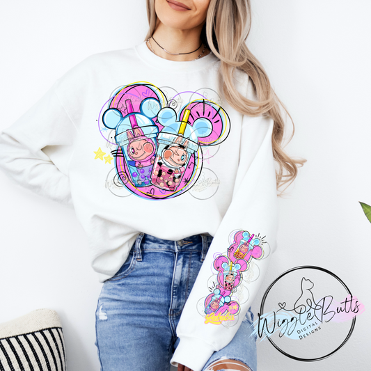 Little Monsters Mouse Ears Drinks PNG Design and Matching PNG Sleeve Design