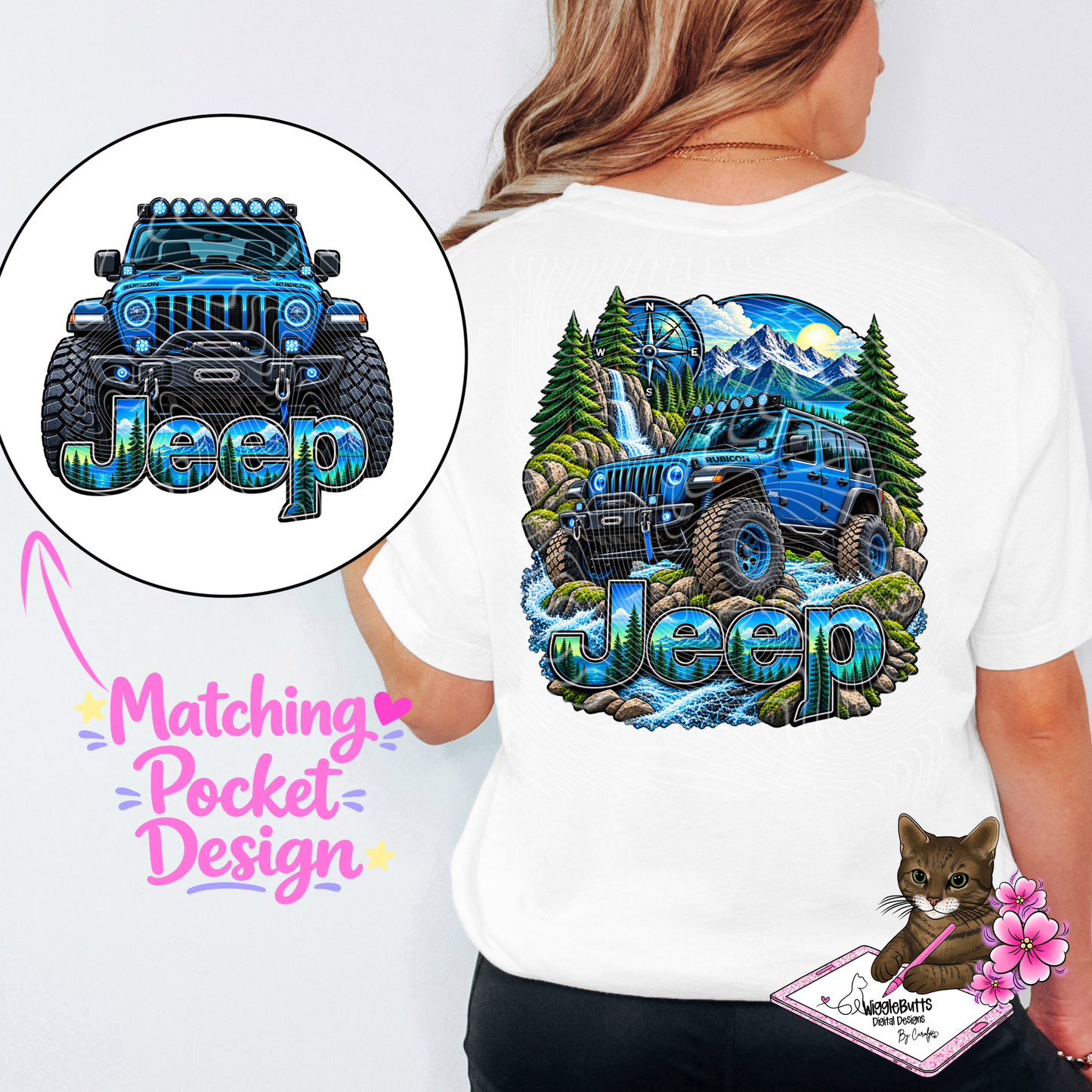 Off Road Mountains PNG Design and Matching PNG Pocket Design