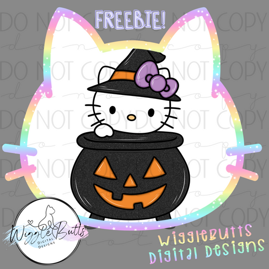 Kitty and Friends Halloween Witch ClipArt Piece