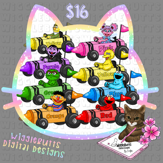 Old School Retro SS Street Puppets Crayon Go Karts ClipArt Bundle