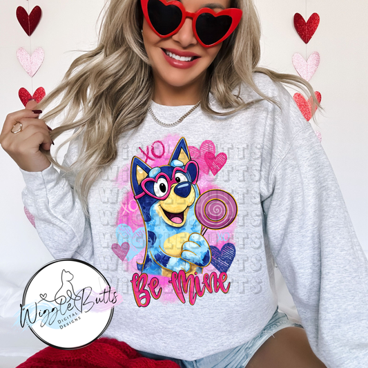 Blue Dog Puppies Valentine's Day Sucker PNG Design