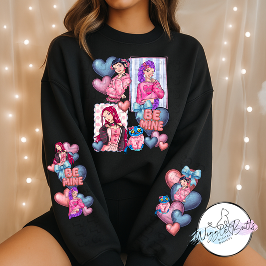 Anime Hunter Girls Valentine's Be Mine PNG Design and 2 Matching PNG Sleeve Designs