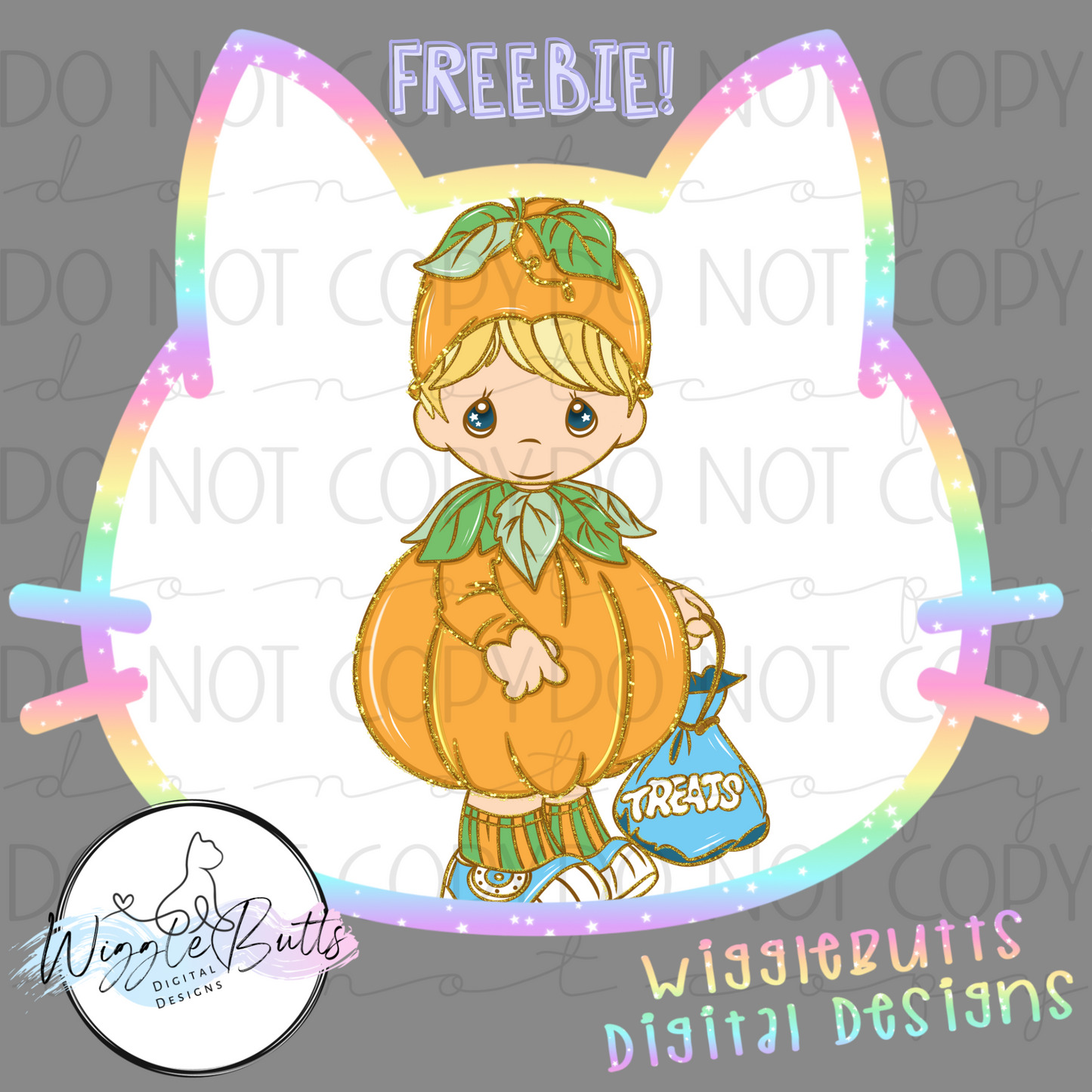 Precious Boy Halloween Pumpkin ClipArt Piece