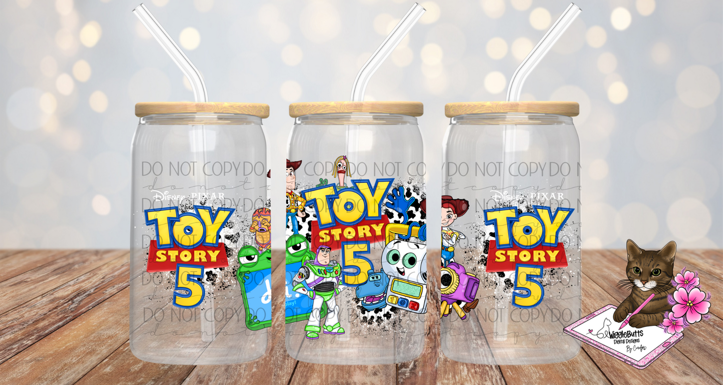 Toys Number 5 16oz Cup/Jar Wrap PNG Design
