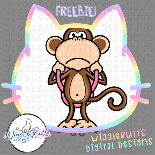 Retro Monkey Backpack ClipArt Piece