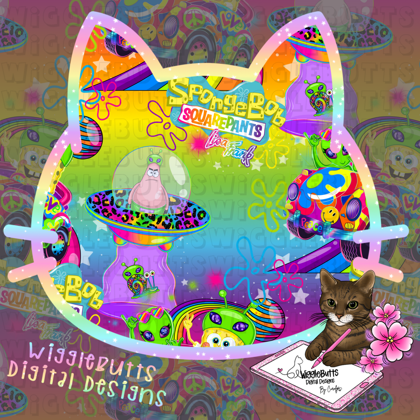 Yellow Sponge 90s Rainbow Style Seamless File
