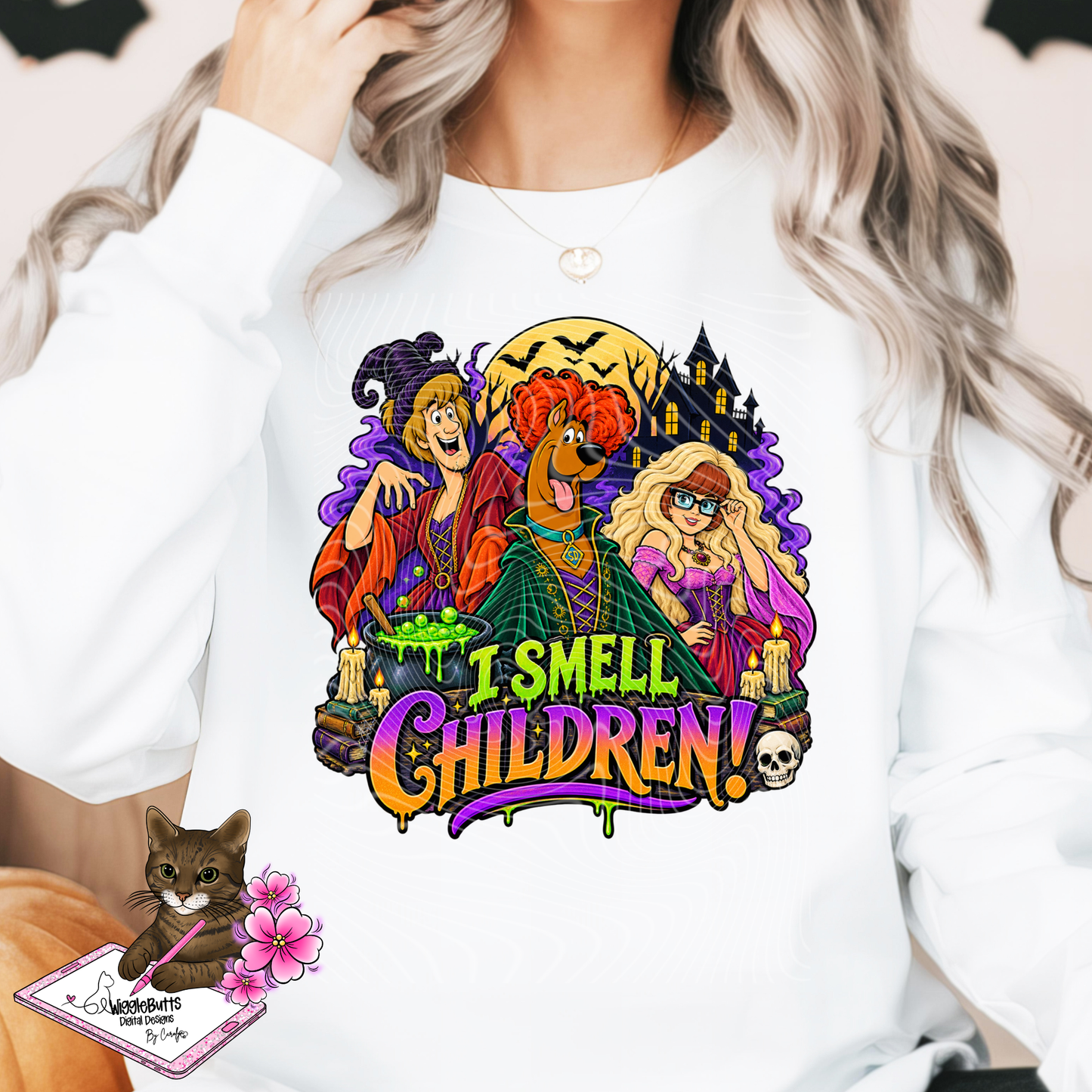 Retro Brown Dog Witches Halloween PNG Design