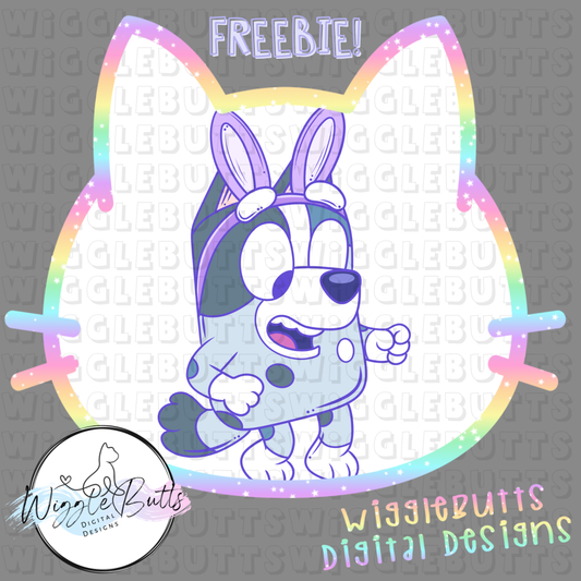 Blue Dog Puppies Grey Dog Easter Bunny Ears ClipArt Piece