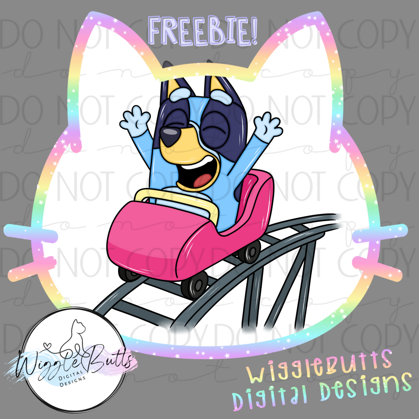 Blue Dog Puppies Roller Coaster Ride ClipArt Piece