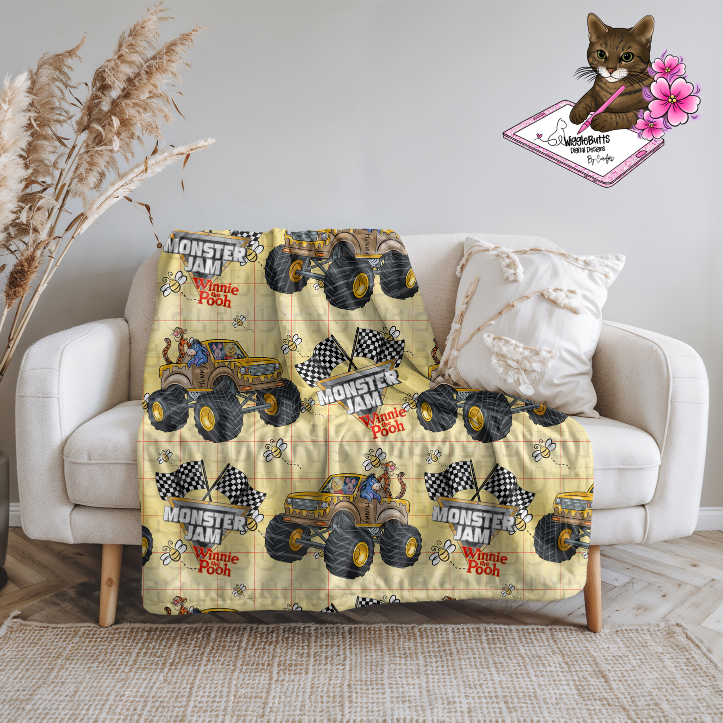 Honey Bear and Friends Monster Truck Seamless File PNG Design