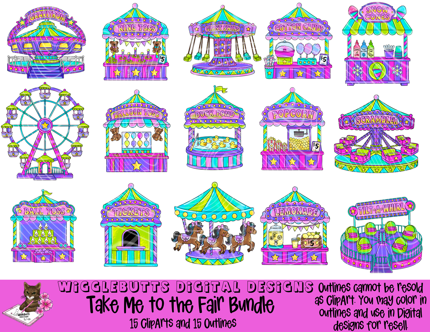 Take Me to the Fair Designer ClipArt and Outline Bundle