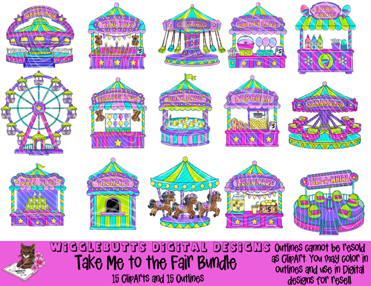 Take Me to the Fair Designer ClipArt and Outline Bundle