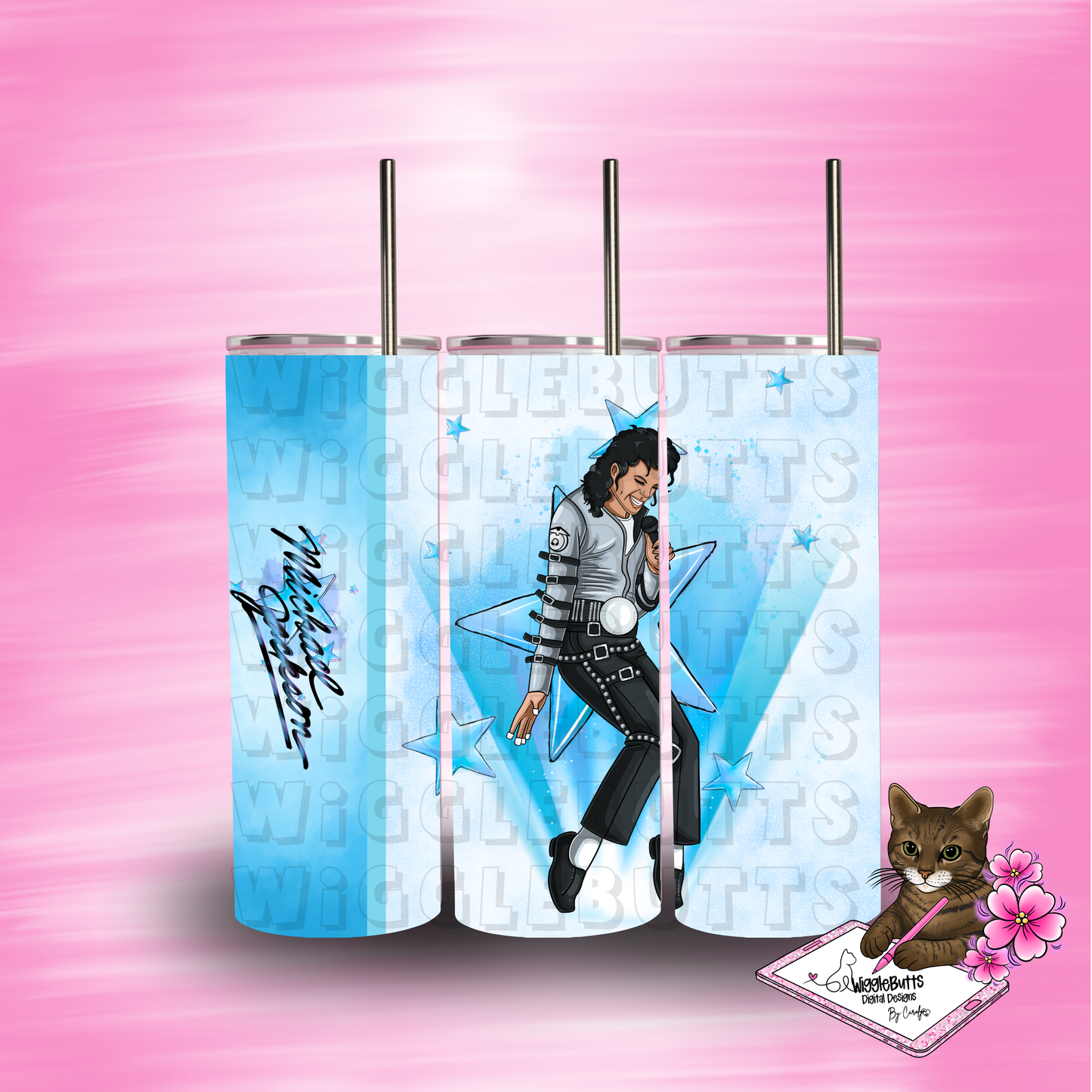 Pop Star Blue 20oz Tumbler Wrap PNG Design